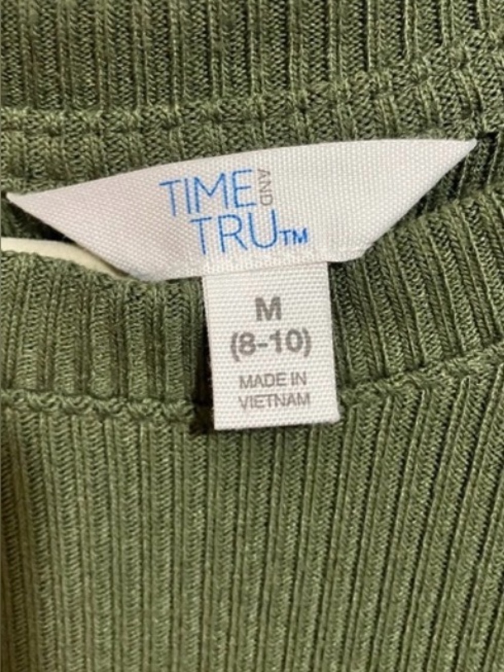 Time & Tru Ribbed Maxi Dress Olive-Medium - Picture 6 of 8